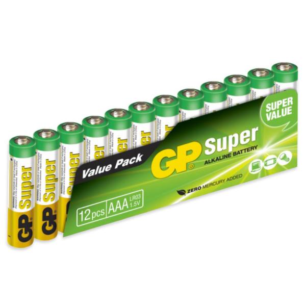 AAA-batterier 12-pak GP Super Alkaline