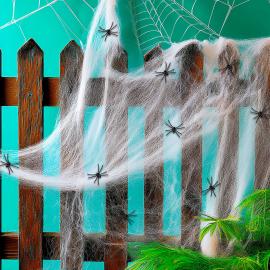 Hvidt Edderkoppespind med Edderkopper 200g