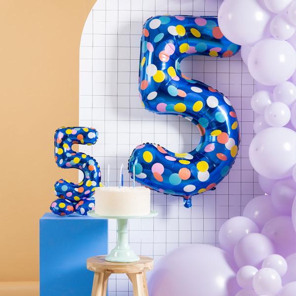 Blå Talballon med Prikker