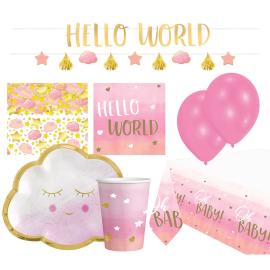 Babyshower Sæt Lyserød/Guld 46-pak