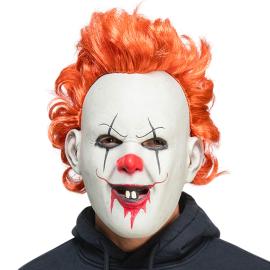 Latexmaske Gyserklovn med Orange H&aring;r