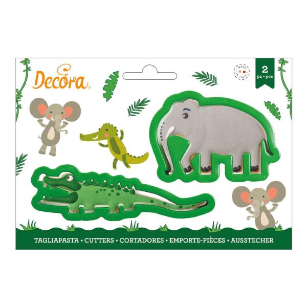 Kageforme Elefant og Krokodille