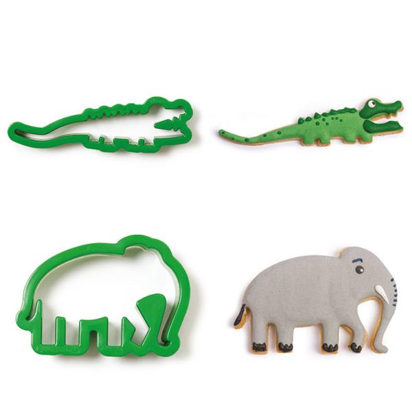 Kageforme Elefant og Krokodille