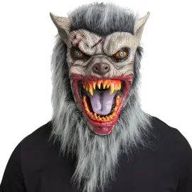 Latexmaske Ulv med Hår