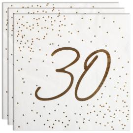 Servietter 30 &aring;r Guld med Prikker 16-pak