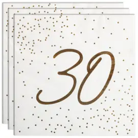 Servietter 30 &aring;r Guld med Prikker 16-pak
