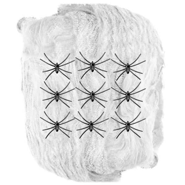 Hvidt Edderkoppespind med Edderkopper 200g