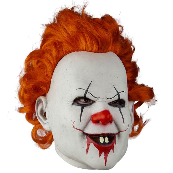 Latexmaske Gyserklovn med Orange Hår
