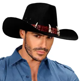 Sort Cowboyhat med Krokodillet&aelig;nder