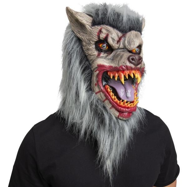 Latexmaske Ulv med Hår