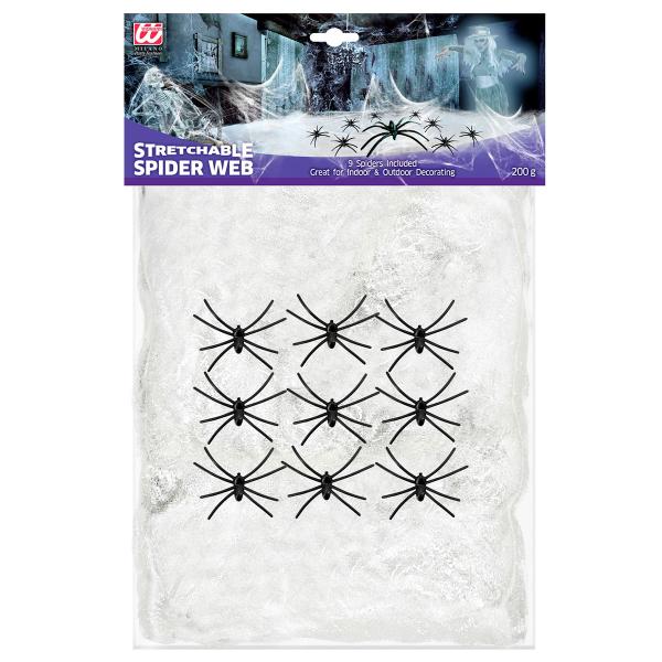 Hvidt Edderkoppespind med Edderkopper 200g