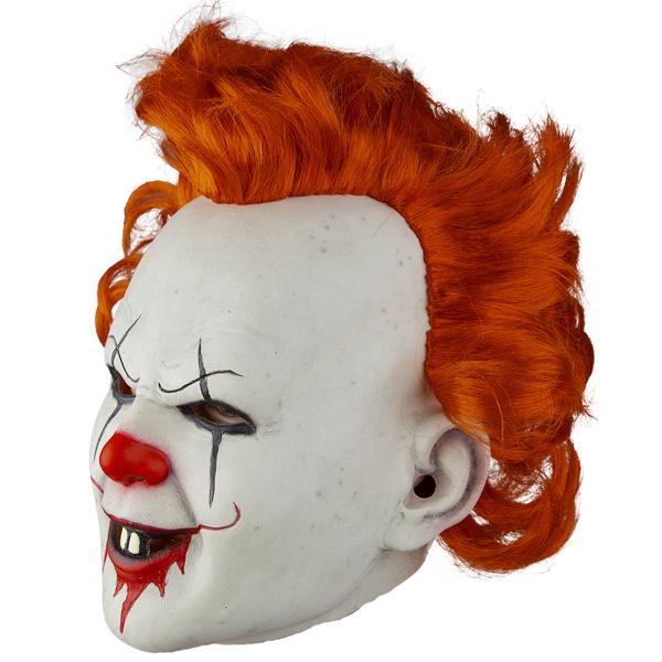 Latexmaske Gyserklovn med Orange Hår