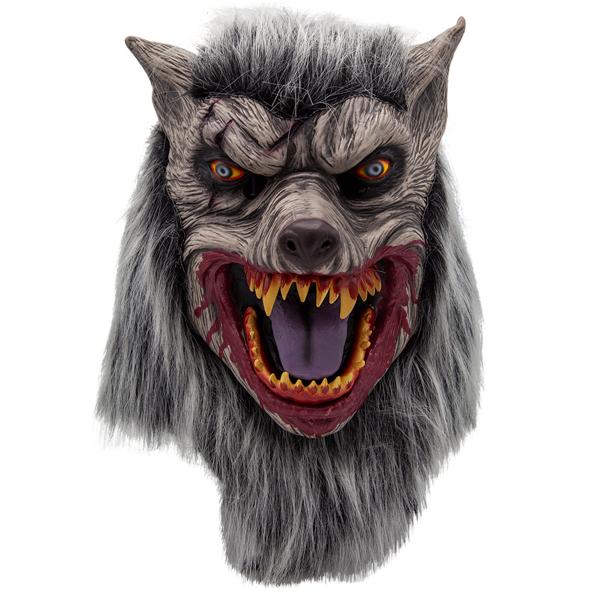 Latexmaske Ulv med Hår
