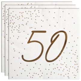 Servietter 50 &aring;r Guld med Prikker 16-pak