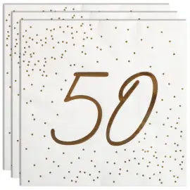 Servietter 50 &aring;r Guld med Prikker 16-pak