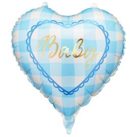 Folieballon Baby Hjerte Lysebl&aring; 35 cm