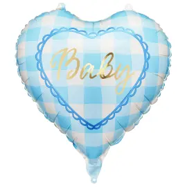 Folieballon Baby Hjerte Lysebl&aring; 35 cm