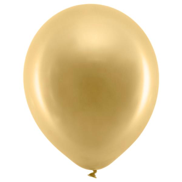 Rainbow Små Latexballoner Metallic Guld