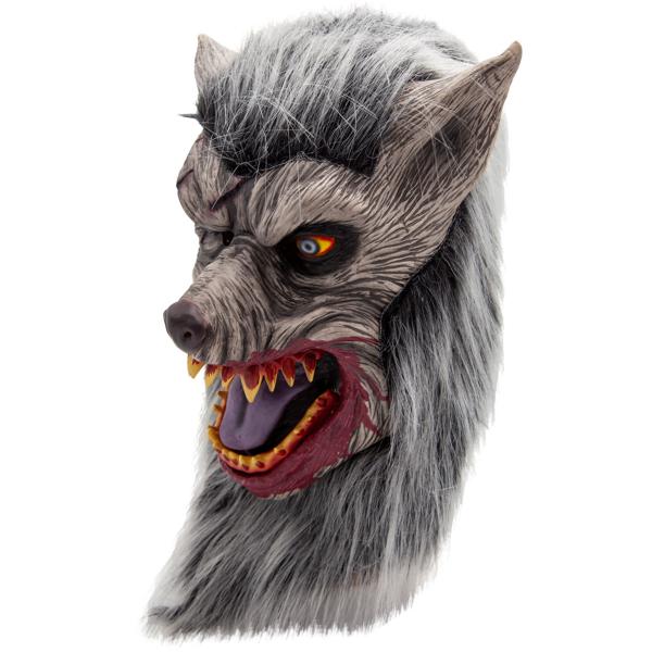 Latexmaske Ulv med Hår