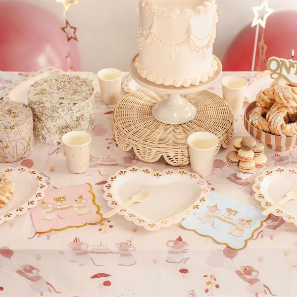 Servietter 1 år Mus Lysrosa 12-pak