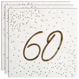 Servietter 60 &aring;r Guld med Prikker 16-pak
