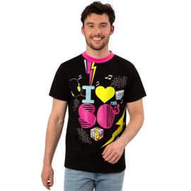80'er T-shirt med Tryk Sort