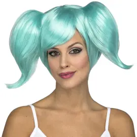 Anime Paryk med Korte Kvaster Bl&aring;
