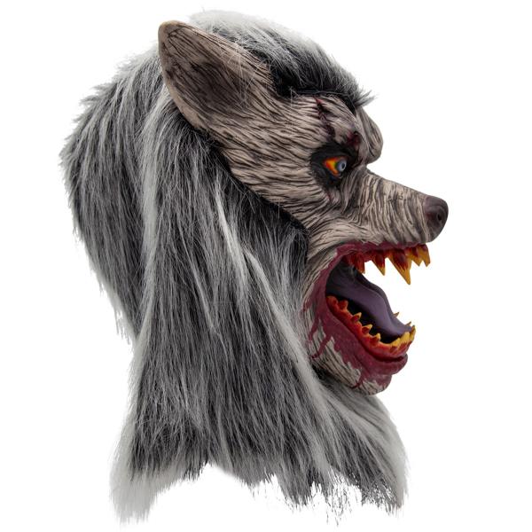 Latexmaske Ulv med Hår