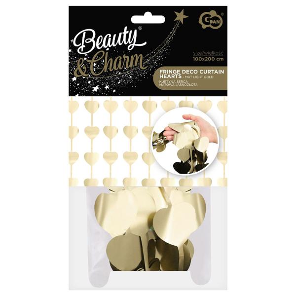 Dørforhæng Hjerter Mat Lysguld