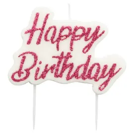 Kagelys Happy Birthday Pink