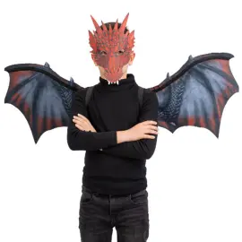 R&oslash;d Dragemaske og Vinger B&oslash;rn