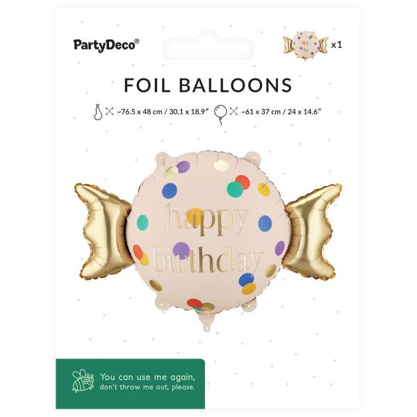 Folieballon Happy Birthday Indpakket Slik