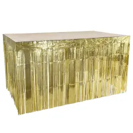 Bordsk&oslash;rt Frynser Metallic Guld 300x74 cm