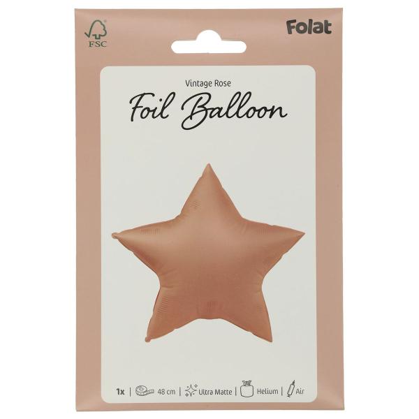 Folieballon Stjerne Gammelrosa Mat