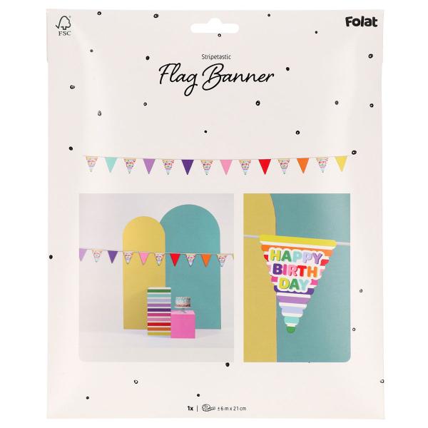 Vimpelguirlande Happy Birthday Stripetastic 6 m