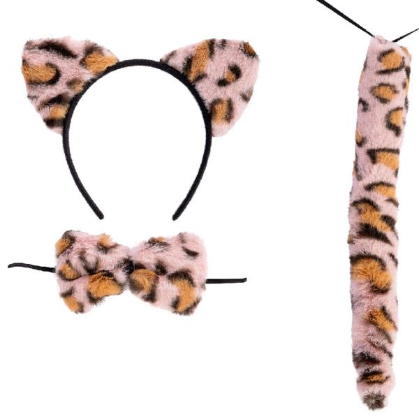 Kostumesæt Leopard Pink
