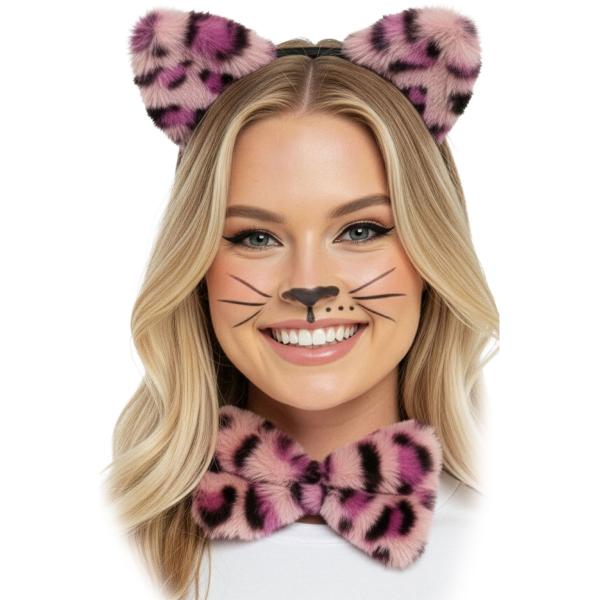 Kostumesæt Leopard Pink