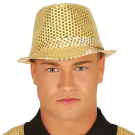 Gangsterhat med Pailletter Guld