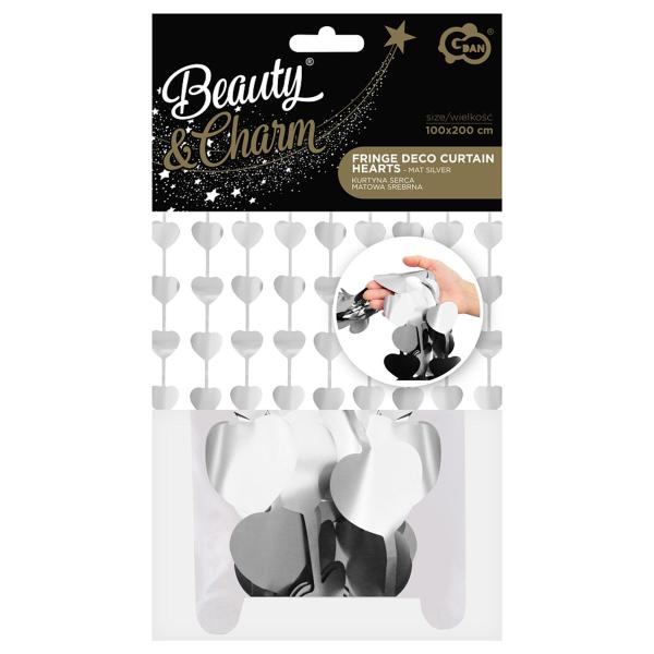 Dørforhæng Hjerter Mat Sølv