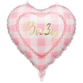 Folieballon Baby Hjerte Lysrosa 35 cm