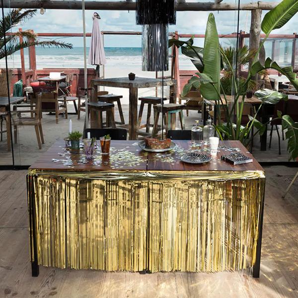 Bordskørt Frynser Metallic Guld 300x74 cm