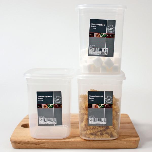 Opbevaringsbøtte med Låg i Plast 1 Liter