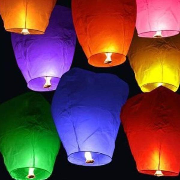 Khom Loy Svævende Lanterner Farvemix 10-pak