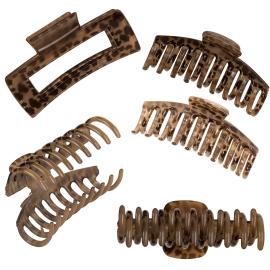 H&aring;rklemmer med Leopardm&oslash;nster 11 cm 2-pak