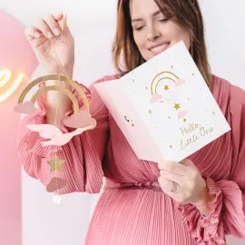 Kort med H&aelig;ngende Dekoration Lyser&oslash;d Stork