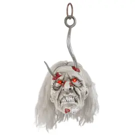 H&aelig;ngende Zombiehoved med Lys