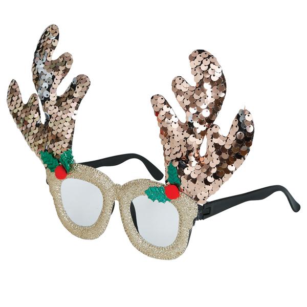 Glitrende Briller med Rensdyrhorn