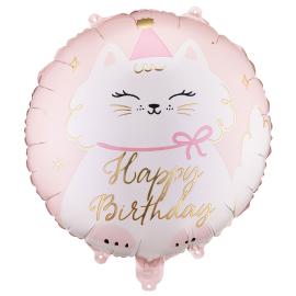 Folieballon Happy Birthday Kat 35 cm