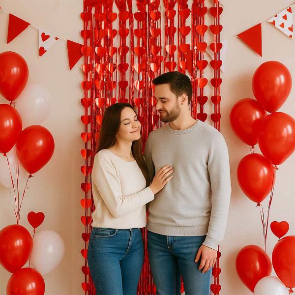 Dørforhæng Hjerter Metallic Rød