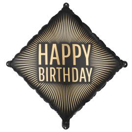 Folieballon Happy Birthday Sort/Guld 46 cm
